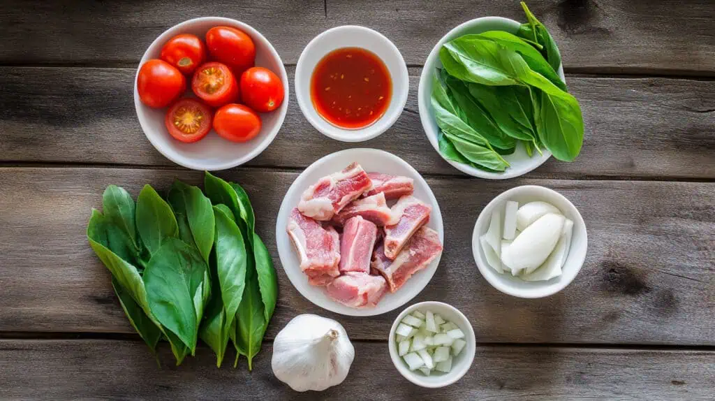 Ingredients for Kinamatisang Baboy (Filipino Tomato-Based Pork Soup)