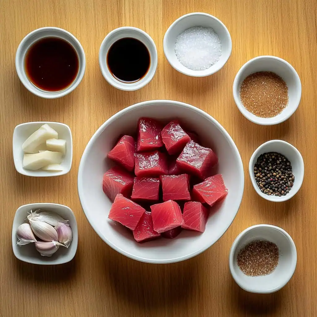 Ingredients for Adobong Tuna Recipe (Filipino Tuna Adobo)