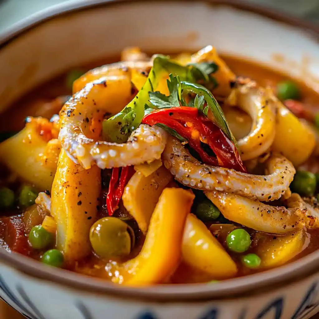 Filipino Squid Caldereta (Kalderetang Pusit)