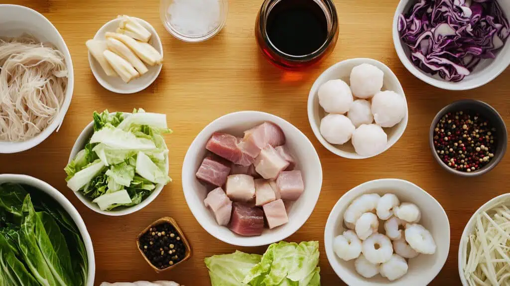 Ingredients for Filipino Misua Soup (Miswa)