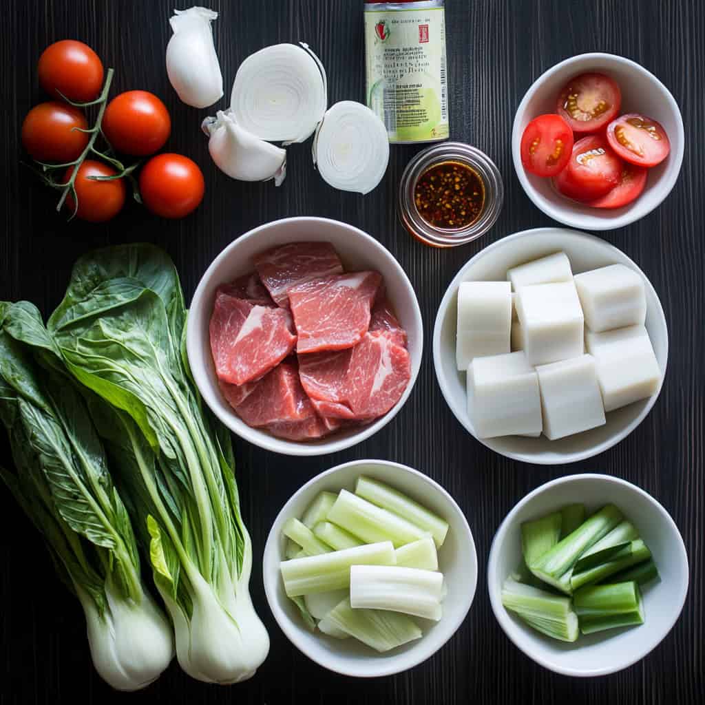Ingredients for Corned Beef Sinigang