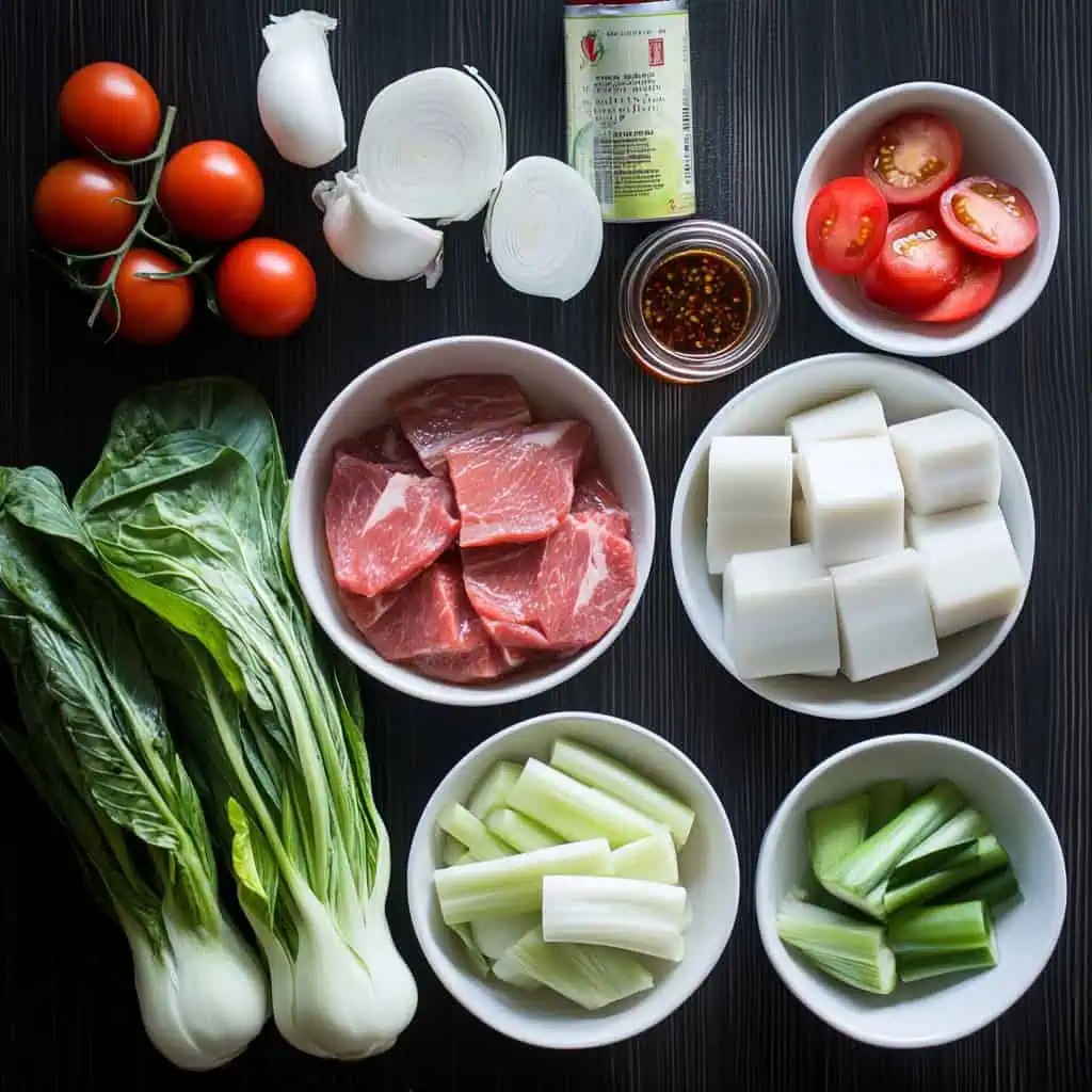 Ingredients for Corned Beef Sinigang