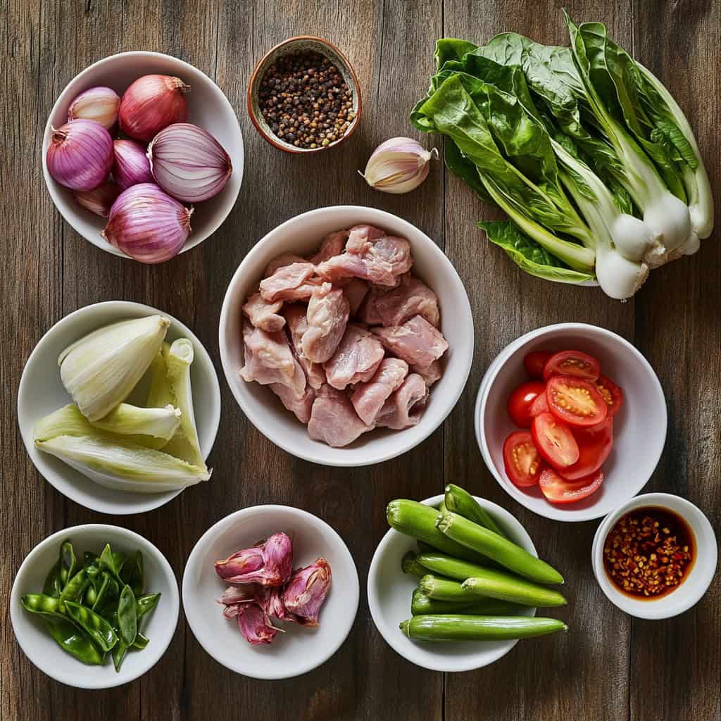 Ingredients for Sinigang na Manok (Filipino Sour Chicken Soup)