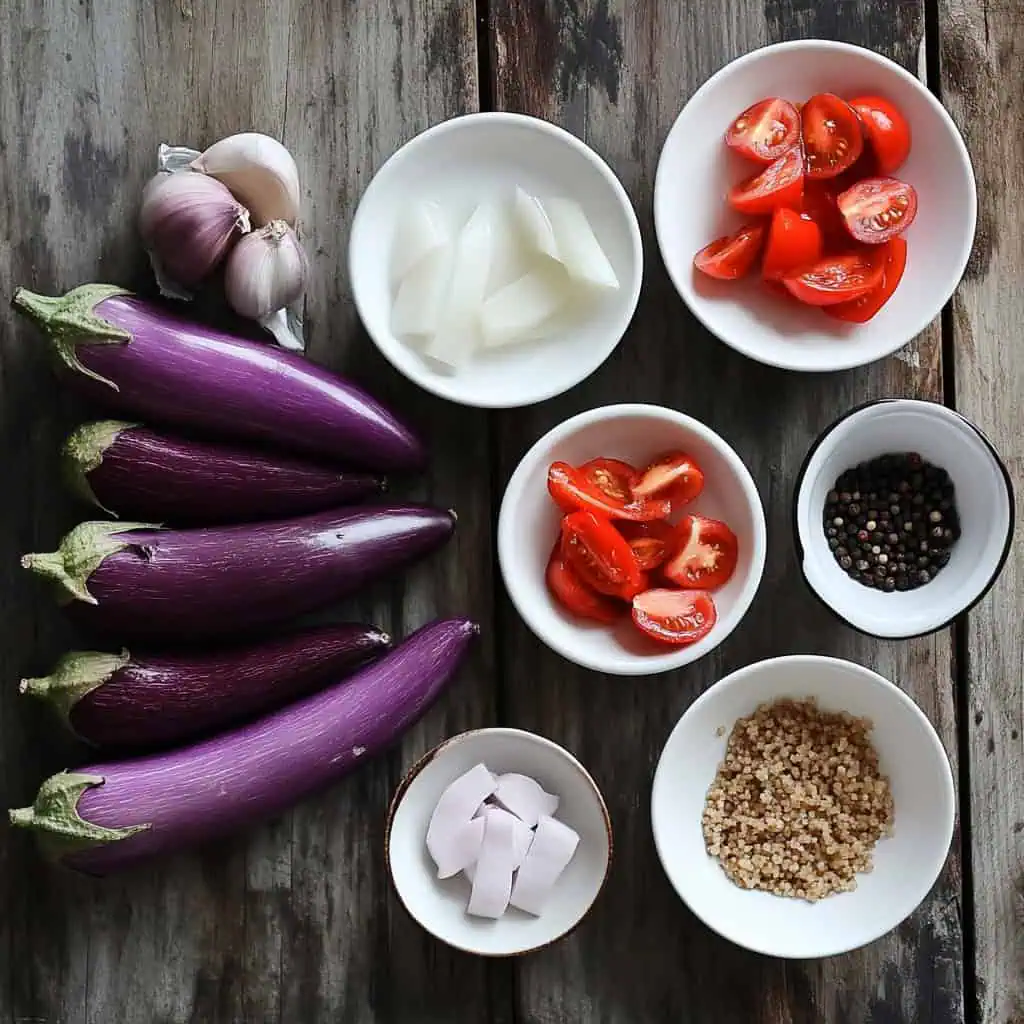 Ingredients for Binagoongang Talong (Filipino Eggplant with Shrimp Paste)