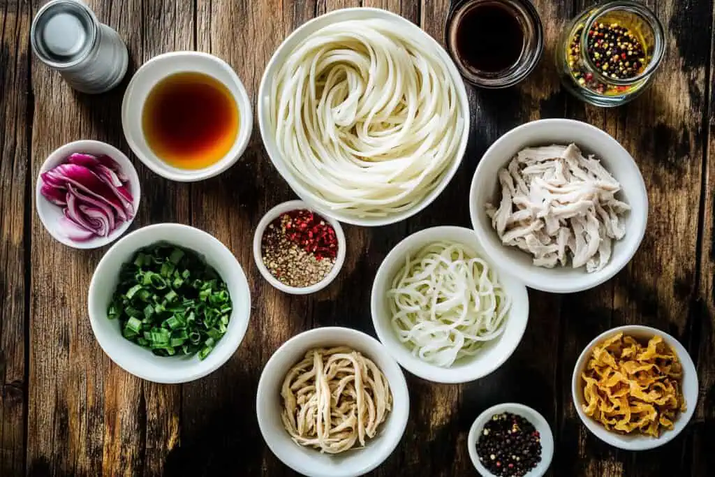 Ingredients for Pancit Puti (Filipino White Noodles)