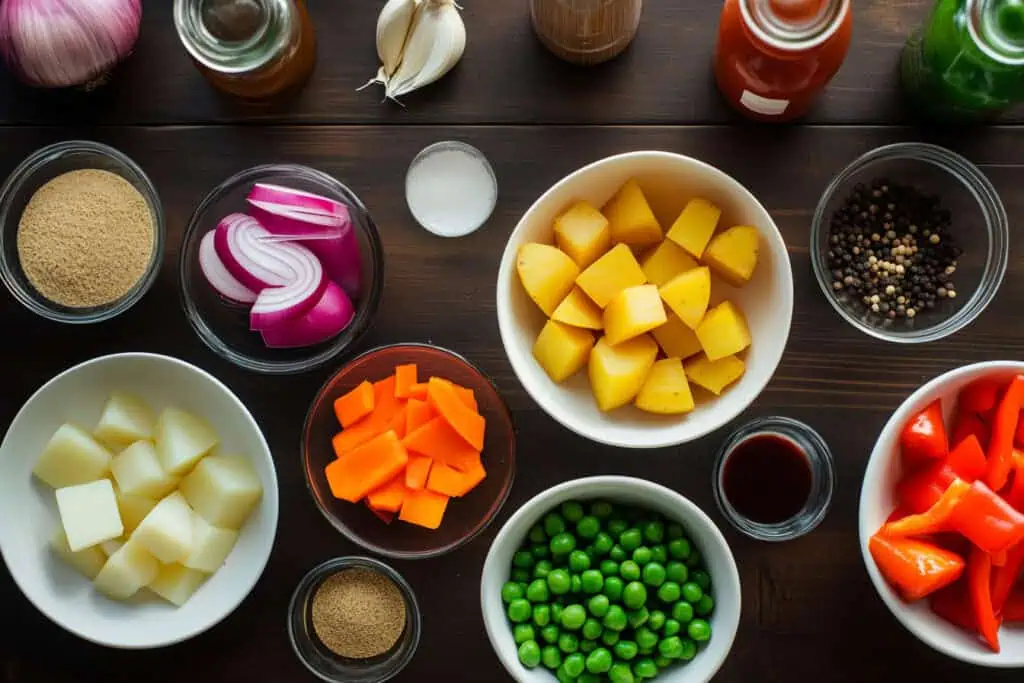 Ingredients for Vegan Filipino Kaldereta (Kalderetang Gulay)