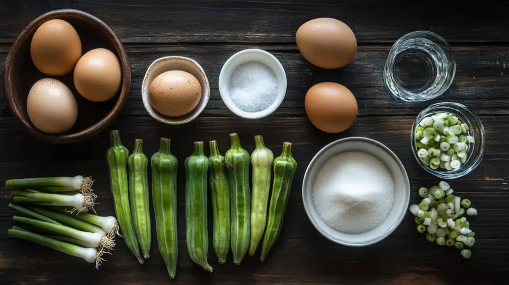 Ingredients for Tortang Okra (Filipino Okra Omelette)