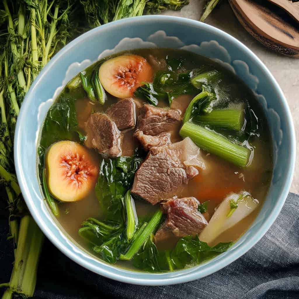 Sinigang na Baka sa Bayabas (Filipino Beef and Guava Sour Soup)