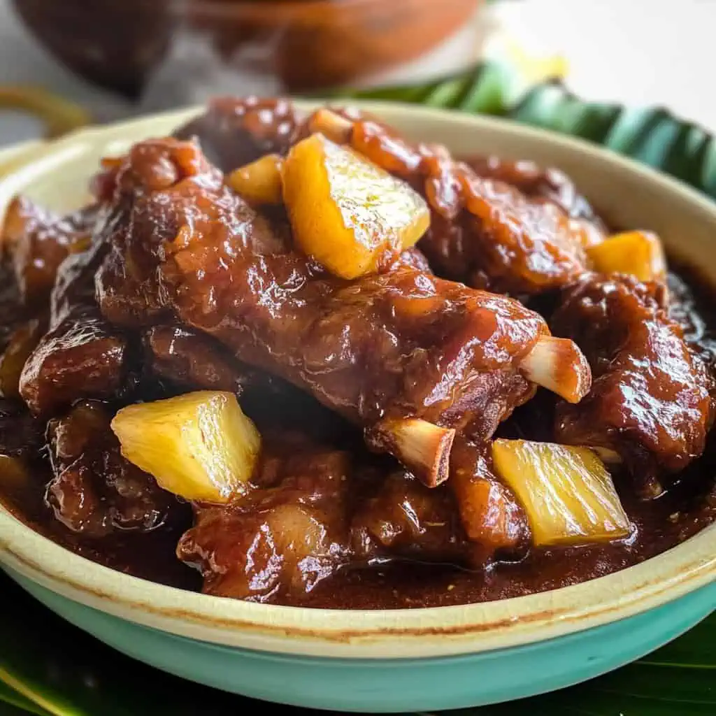 Filipino-Style Braised Spare Ribs with Ketchup and Pineapple