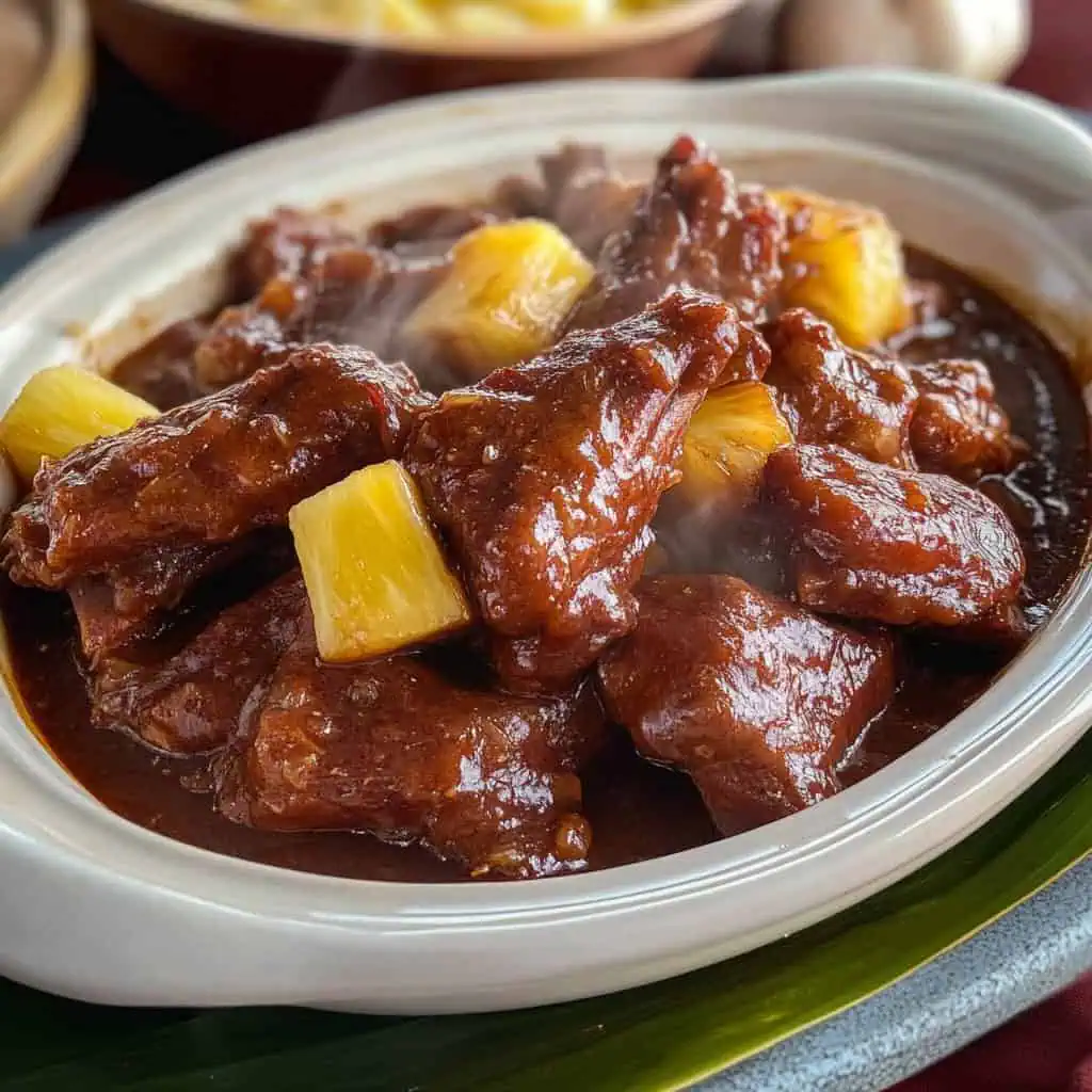 Filipino-Style Braised Spare Ribs with Ketchup and Pineapple