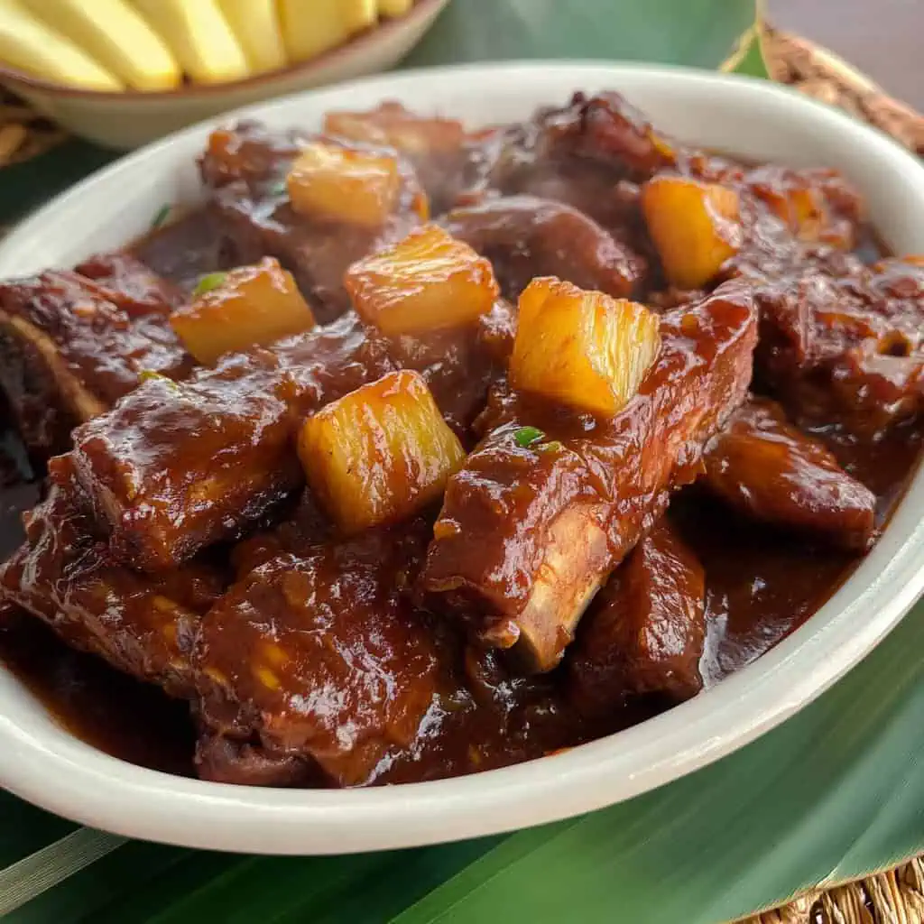 Filipino-Style Braised Spare Ribs with Ketchup and Pineapple