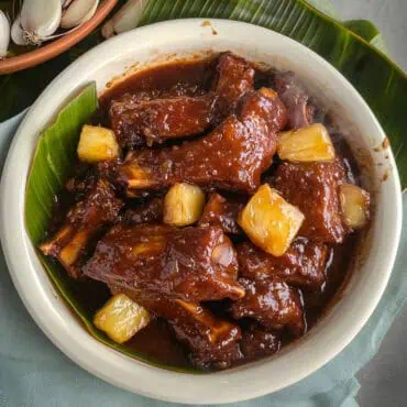 Filipino-Style Braised Spare Ribs with Ketchup and Pineapple