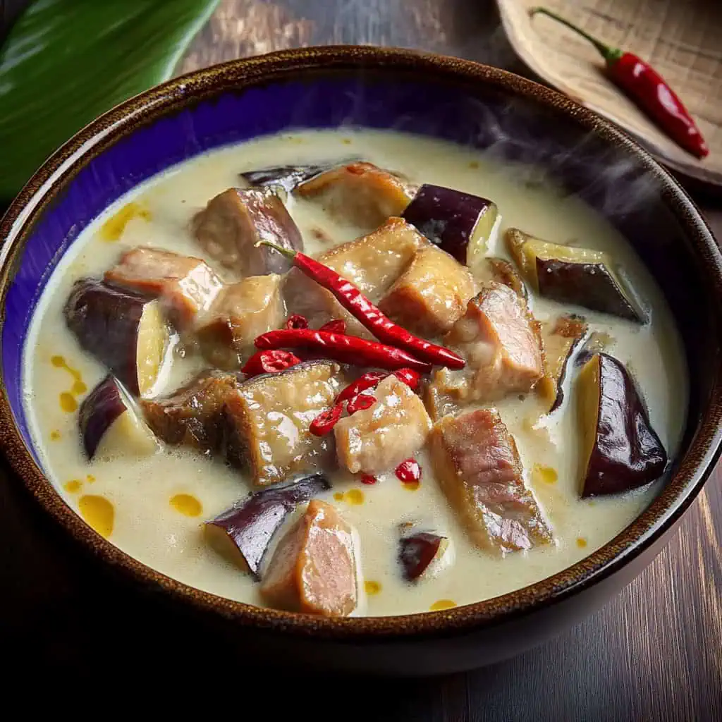 Ginataang Talong Recipe (Eggplant and Pork in Coconut Milk)