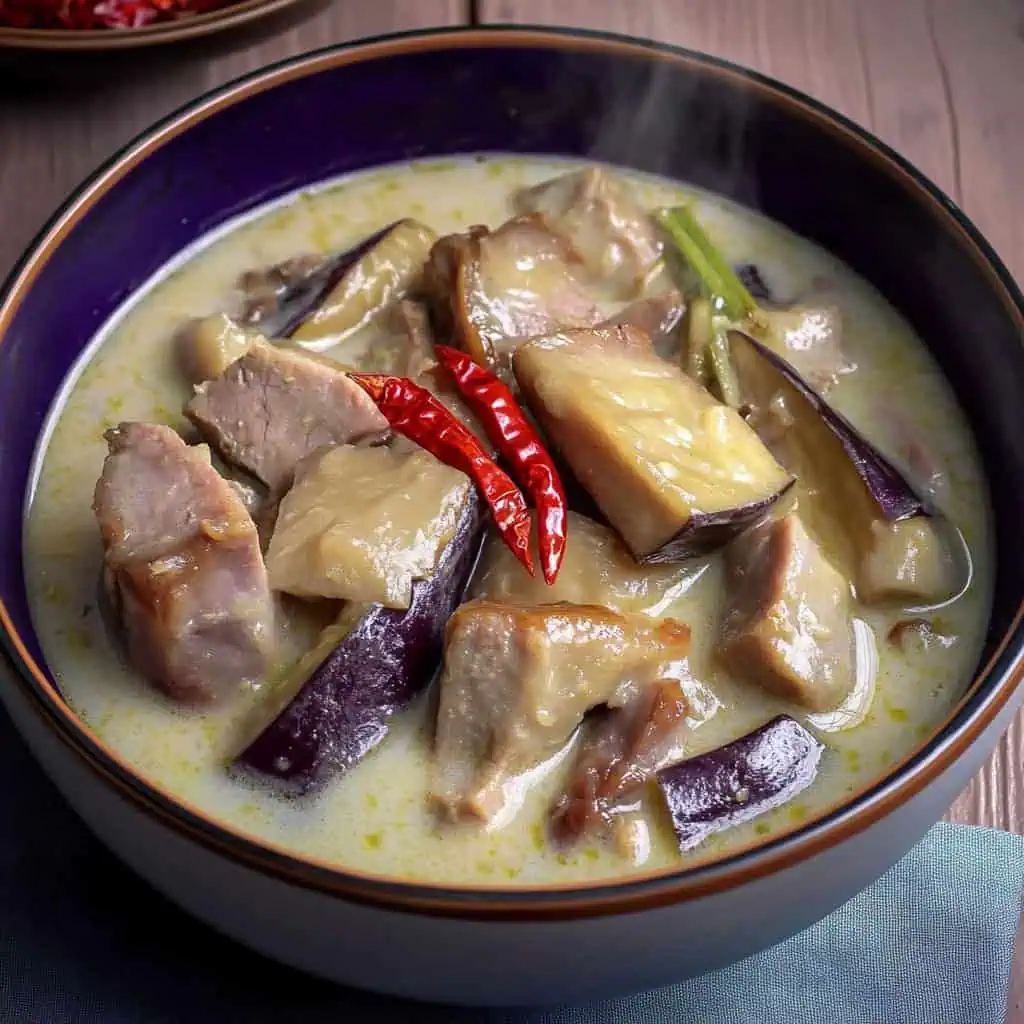 Ginataang Talong Recipe (Eggplant and Pork in Coconut Milk)