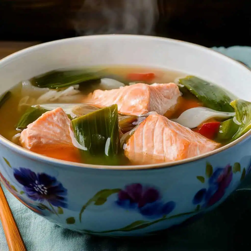 Sinigang na Salmon Belly sa Kamias (Filipino Salmon Sour Soup) 