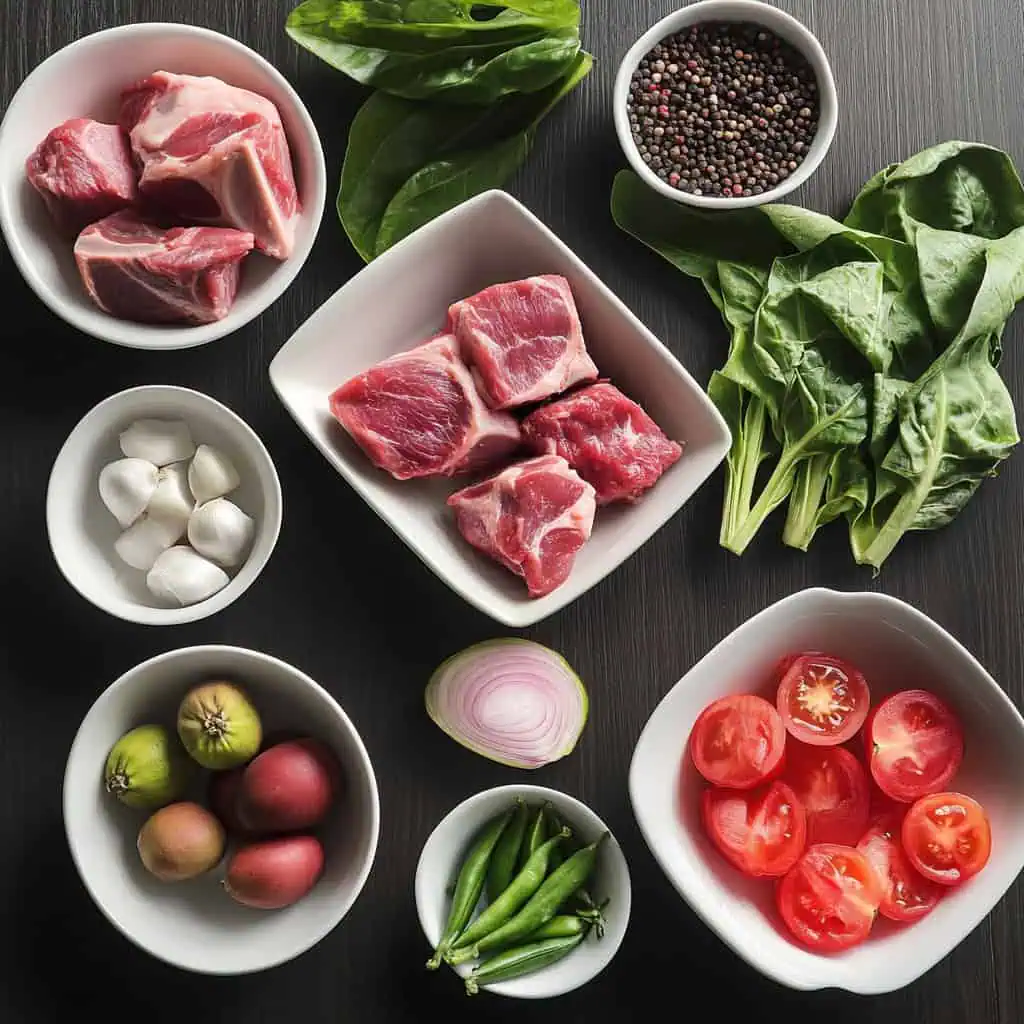 Ingredients for Sinigang na Baka sa Bayabas (Filipino Beef and Guava Sour Soup)