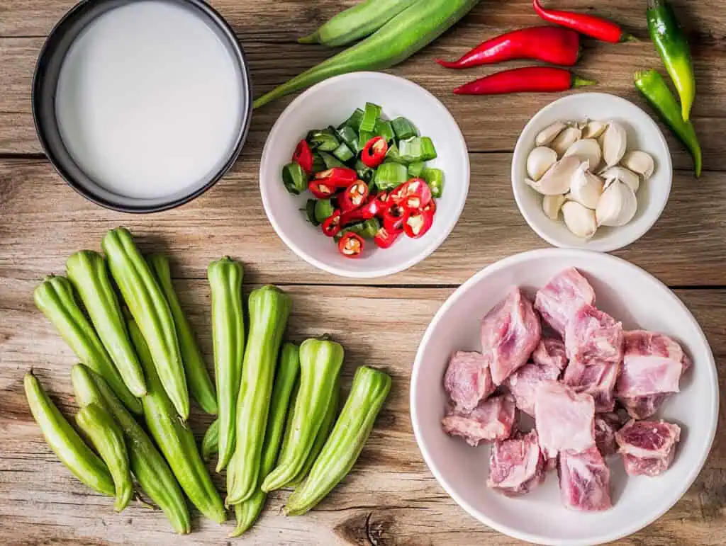 Ingredients for Ginataang Okra (Okra in Coconut Milk)