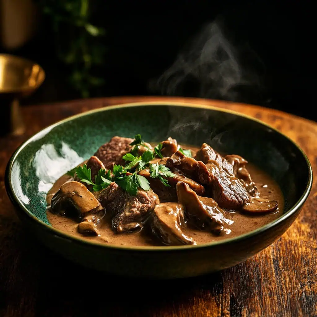 Beef in Creamy Mushroom Sauce