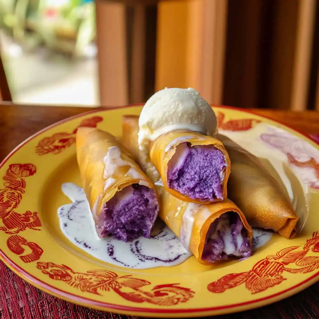 Ube Turon (Filipino Purple Yam Spring Rolls)