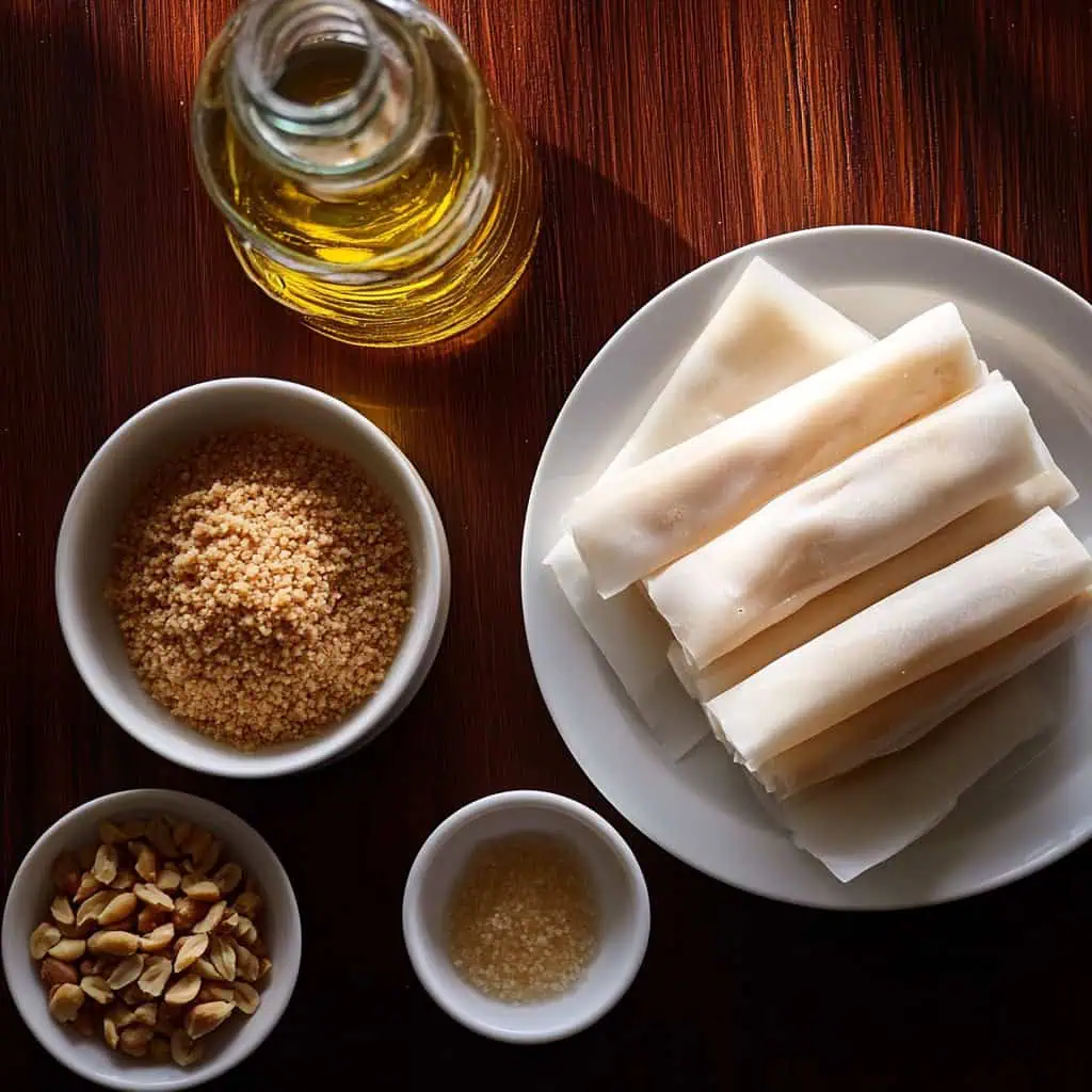 Ingredients for Turones de Mani (Filipino Peanut Rolls)