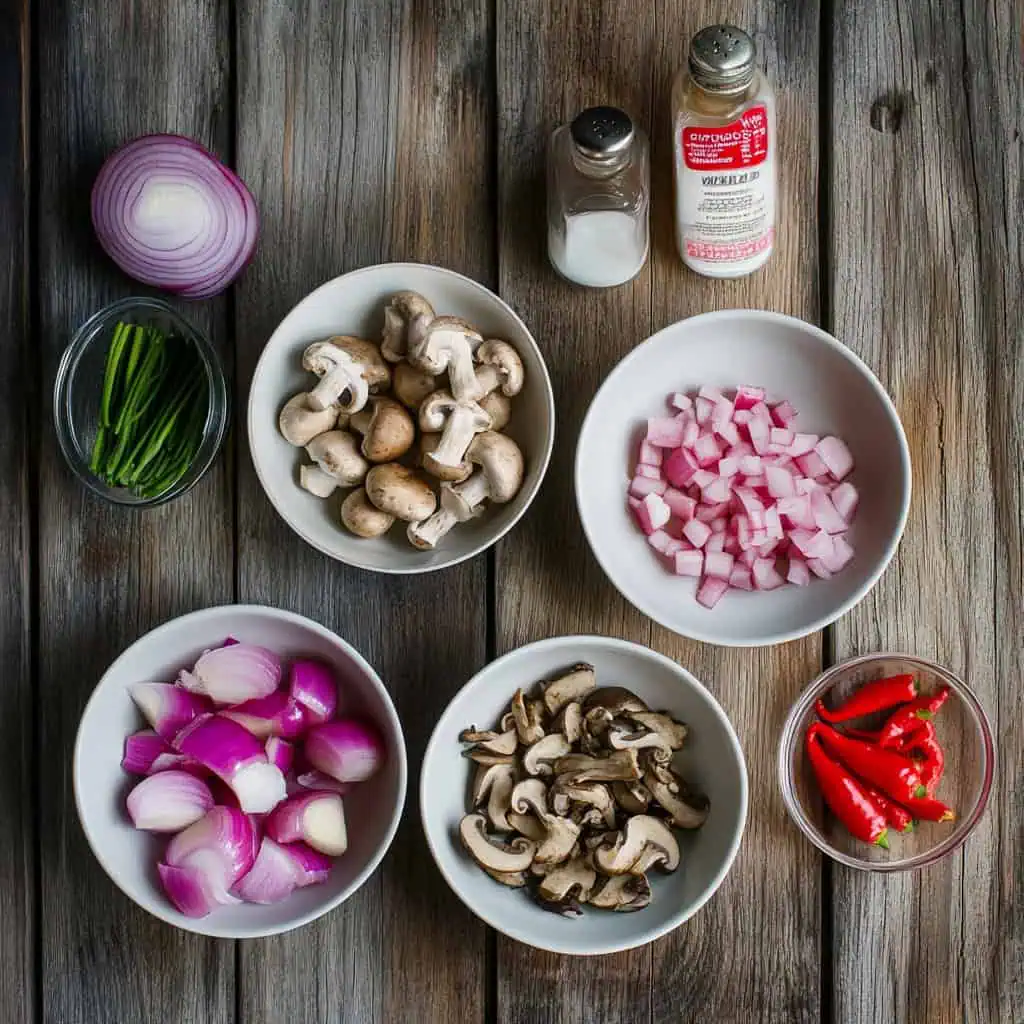 Ingredients for Authentic Mushroom Sisig 