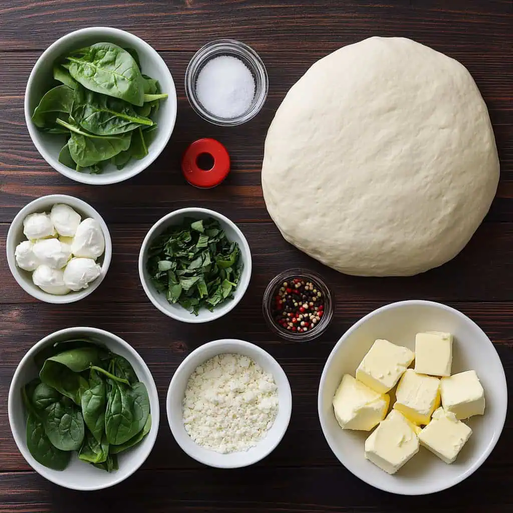 Ingredients for Creamy Spinach Dip Pizza (Angel's Pizza-Inspired Recipe)