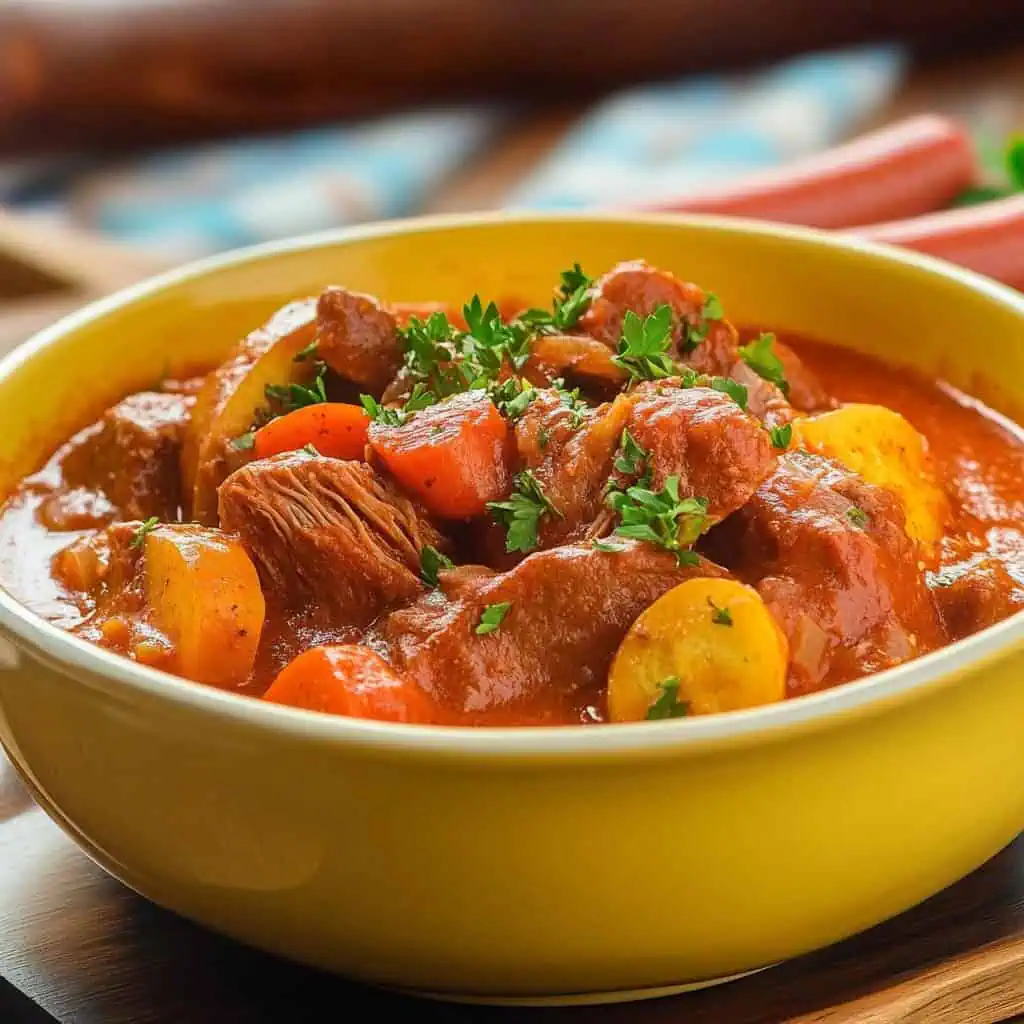 Beef Menudo with Hotdogs (Menudong Baka)