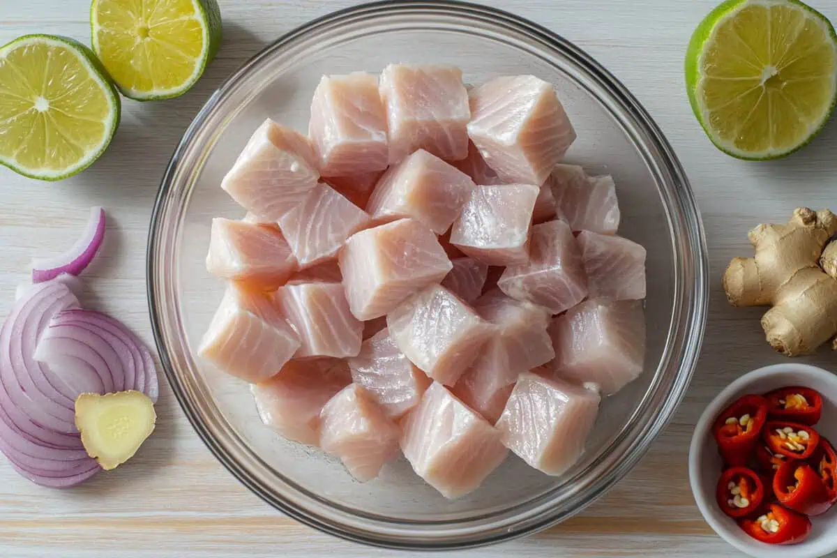 Ingredients for Kinilaw na Tanigue Recipe (Filipino Fish Ceviche)