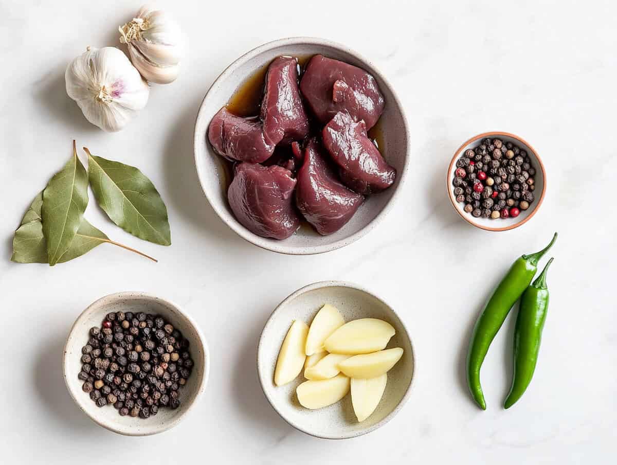 Ingredients for Adobong Atay ng Manok (Chicken Liver Adobo)