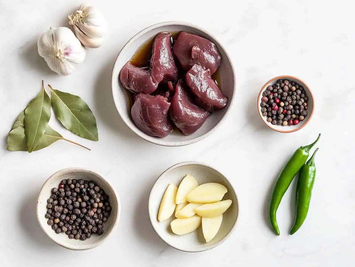 Ingredients for Adobong Atay ng Manok (Chicken Liver Adobo)