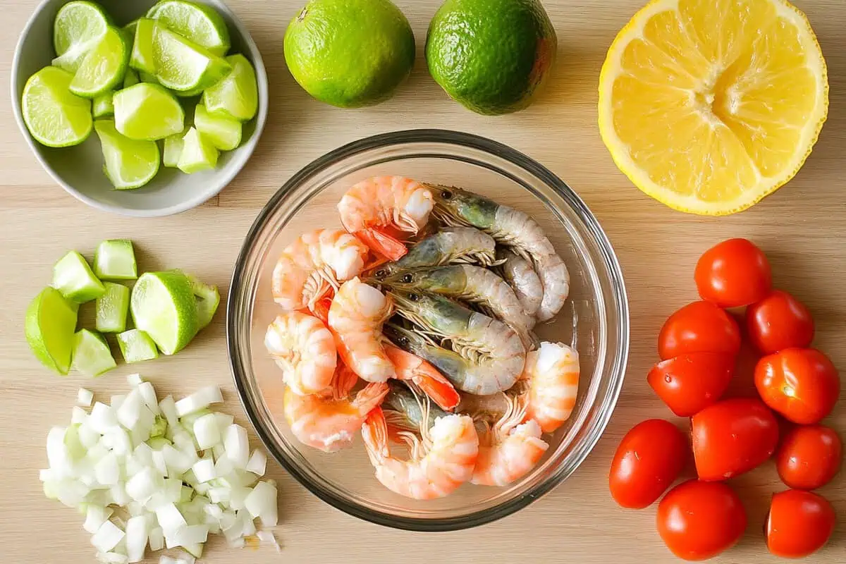 Ingredients for Jumping Salad Recipe (Fresh Shrimp Ceviche)