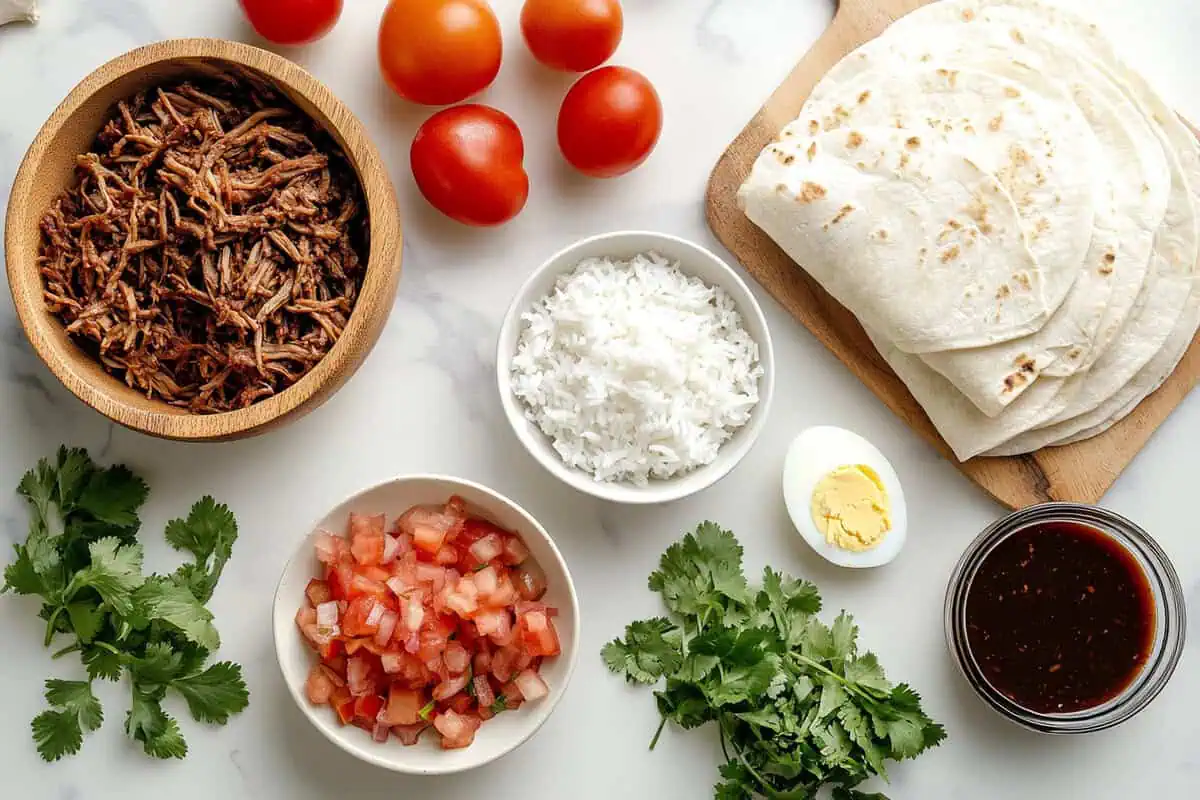 Ingredients for Adobo Burrito 