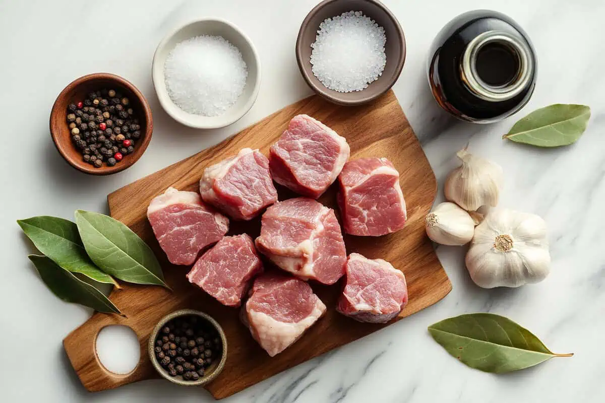 Ingredients for Adobong Bisaya (Visayan Crispy Fried Pork Adobo)