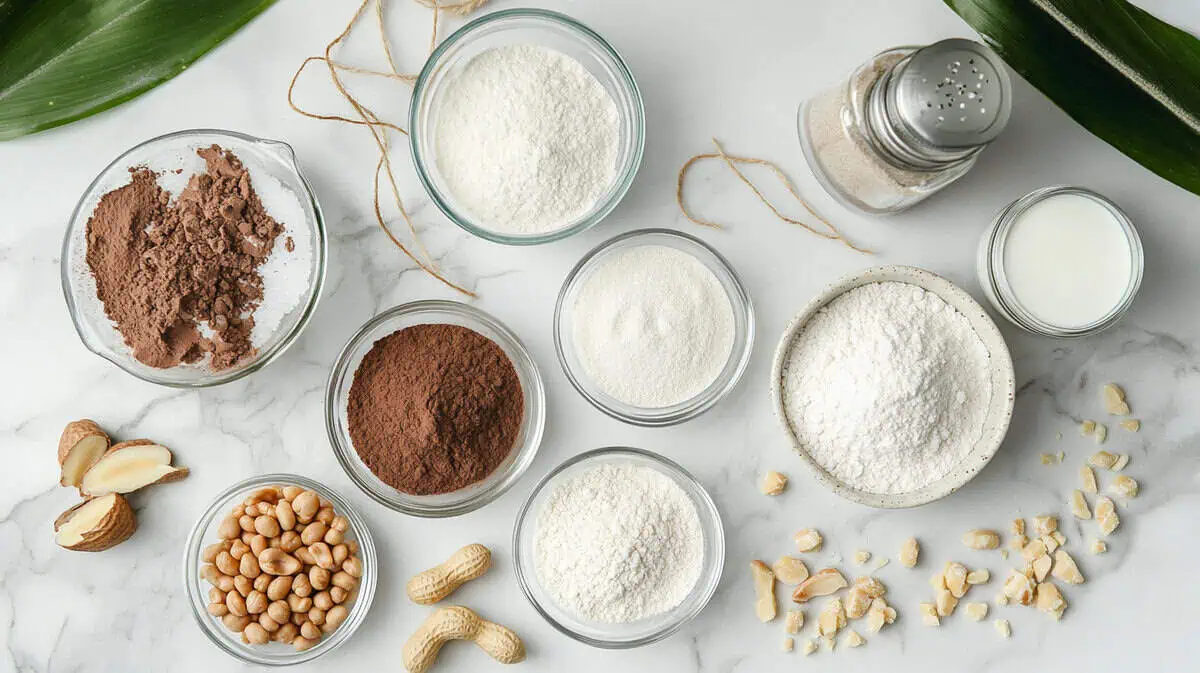 Ingredients for Suman Moron (Filipino Chocolate Vanilla Rice Cake)