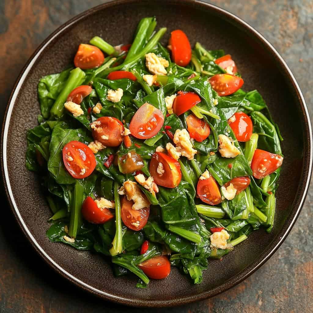 Fresh Kangkong Salad with Salted Egg
