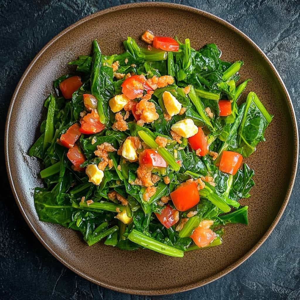 Fresh Kangkong Salad with Salted Egg