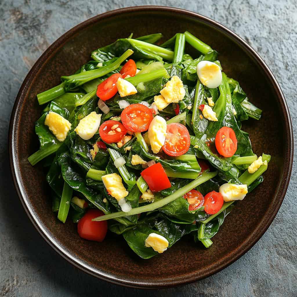 Fresh Kangkong Salad with Salted Egg