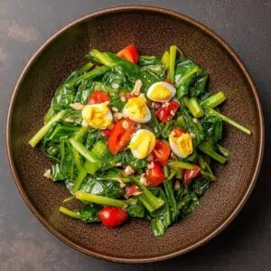 Fresh Kangkong Salad with Salted Egg