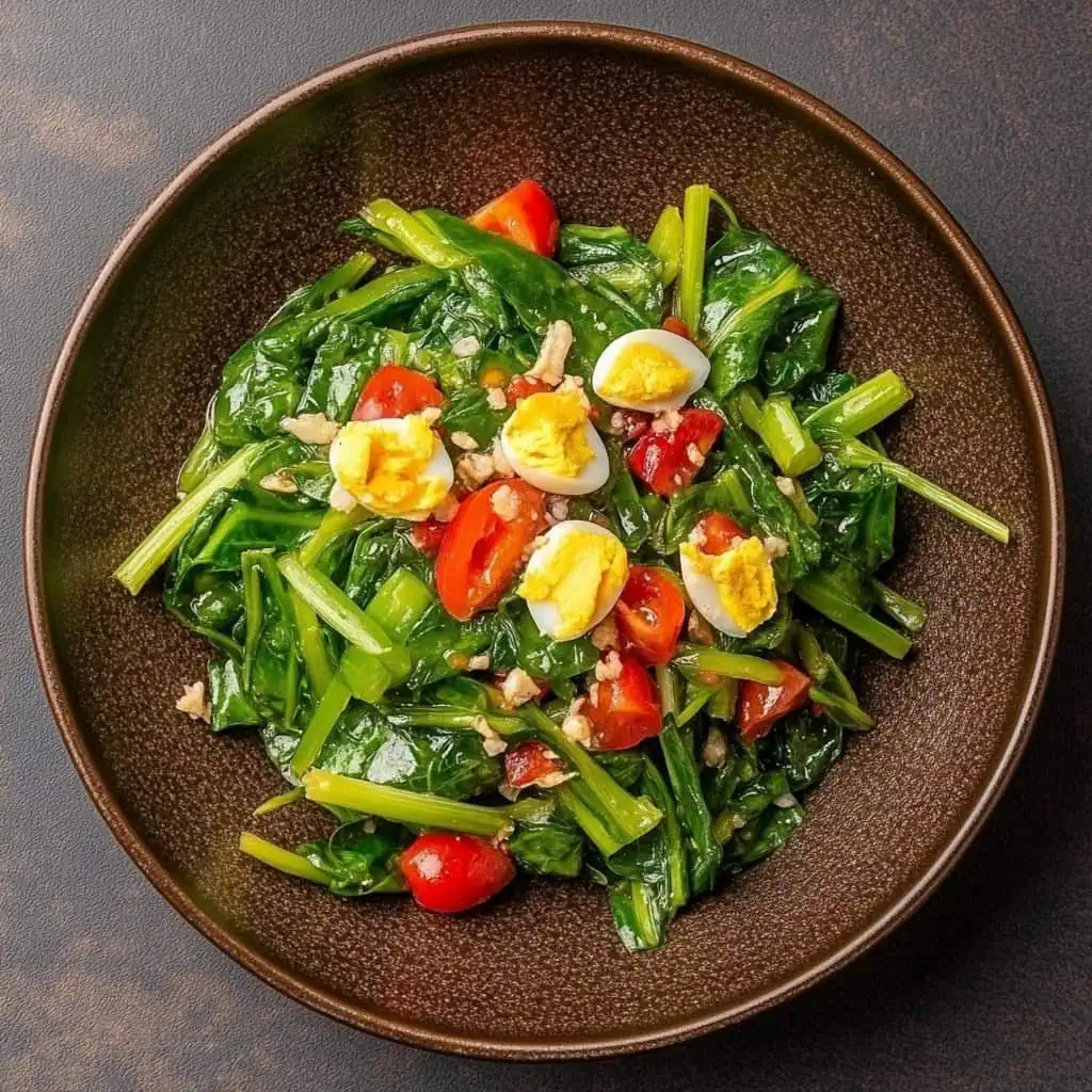 Fresh Kangkong Salad with Salted Egg