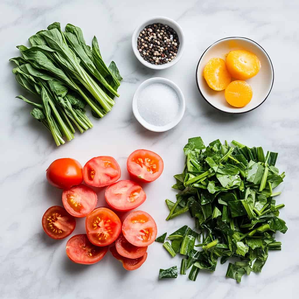 Ingredients for Fresh Kangkong Salad with Salted Egg