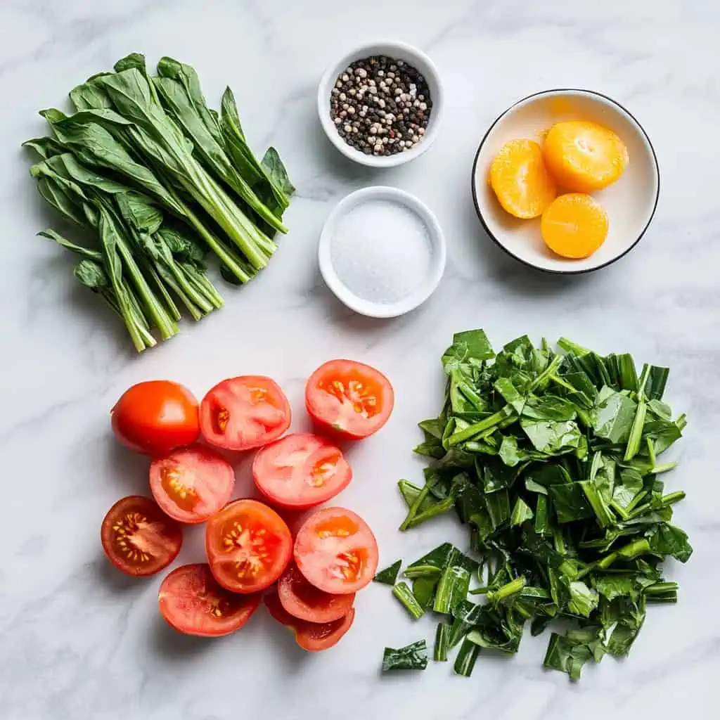 Ingredients for Fresh Kangkong Salad with Salted Egg