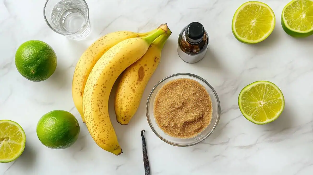 Ingredients for Minatamis na Saging (Filipino Sweetened Bananas in Caramel Syrup)