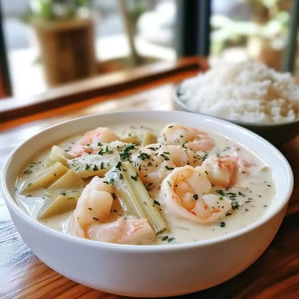 Ginataang Labong at Hipon (Bamboo Shoots and Shrimp in Coconut Milk)