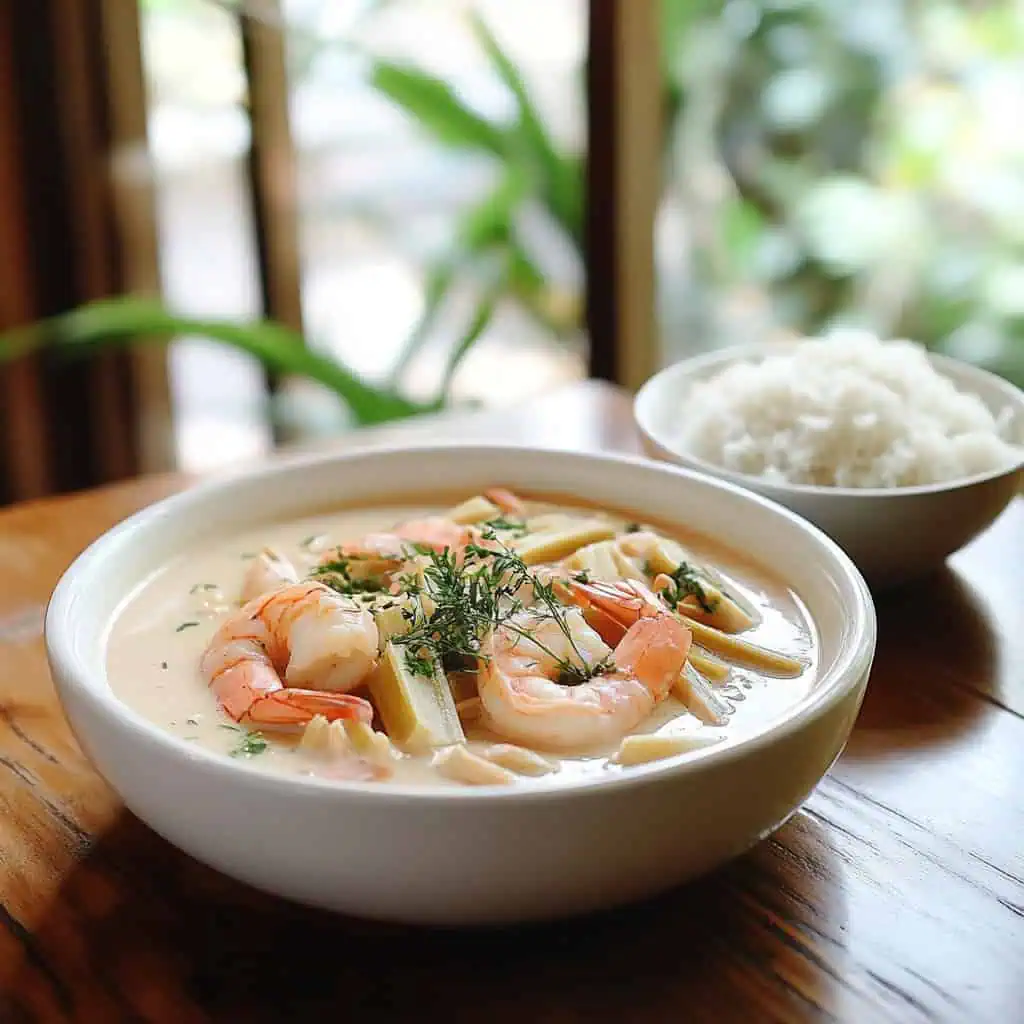Ginataang Labong at Hipon (Bamboo Shoots and Shrimp in Coconut Milk)