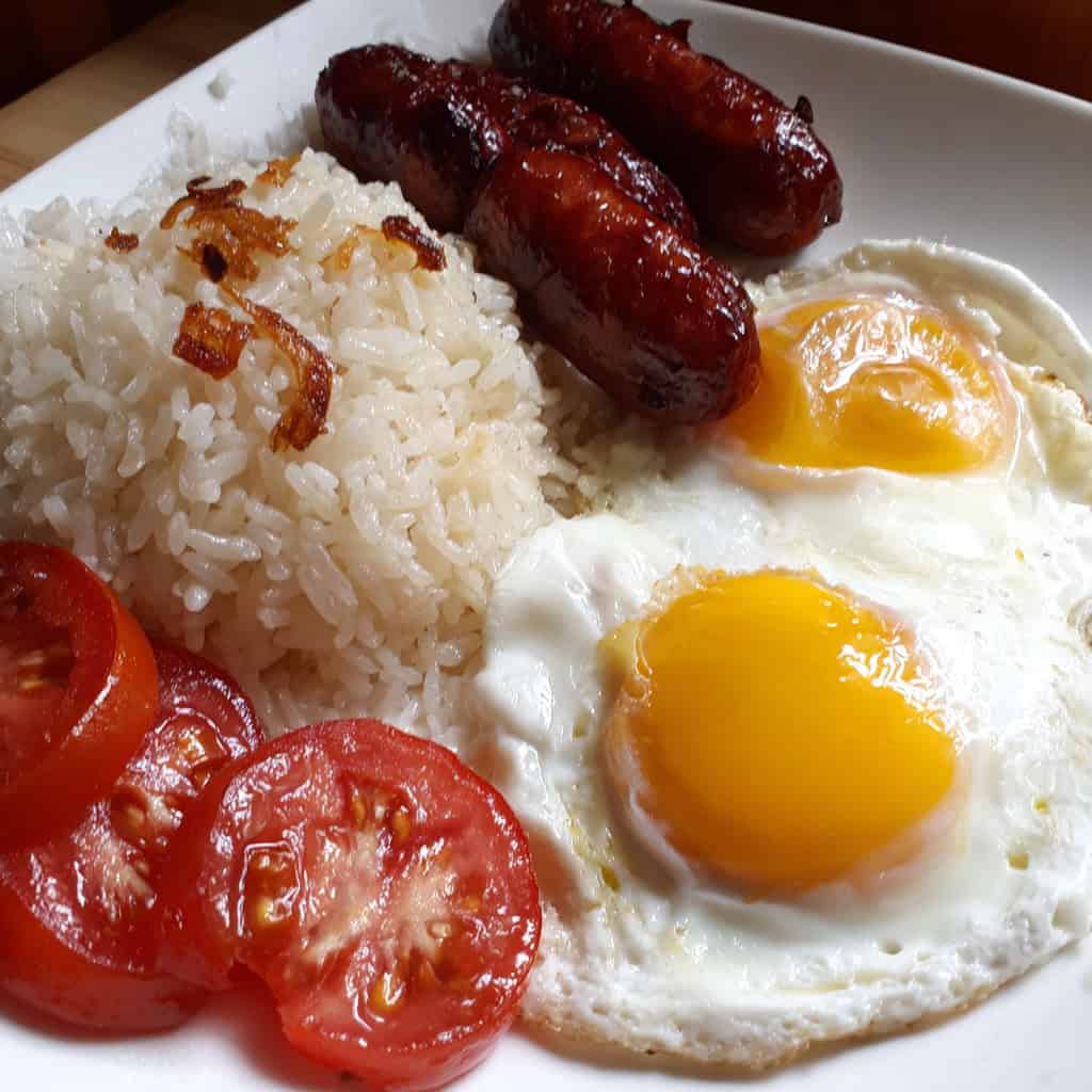 Longsilog (Filipino Sausage with Garlic Rice and Fried Egg)