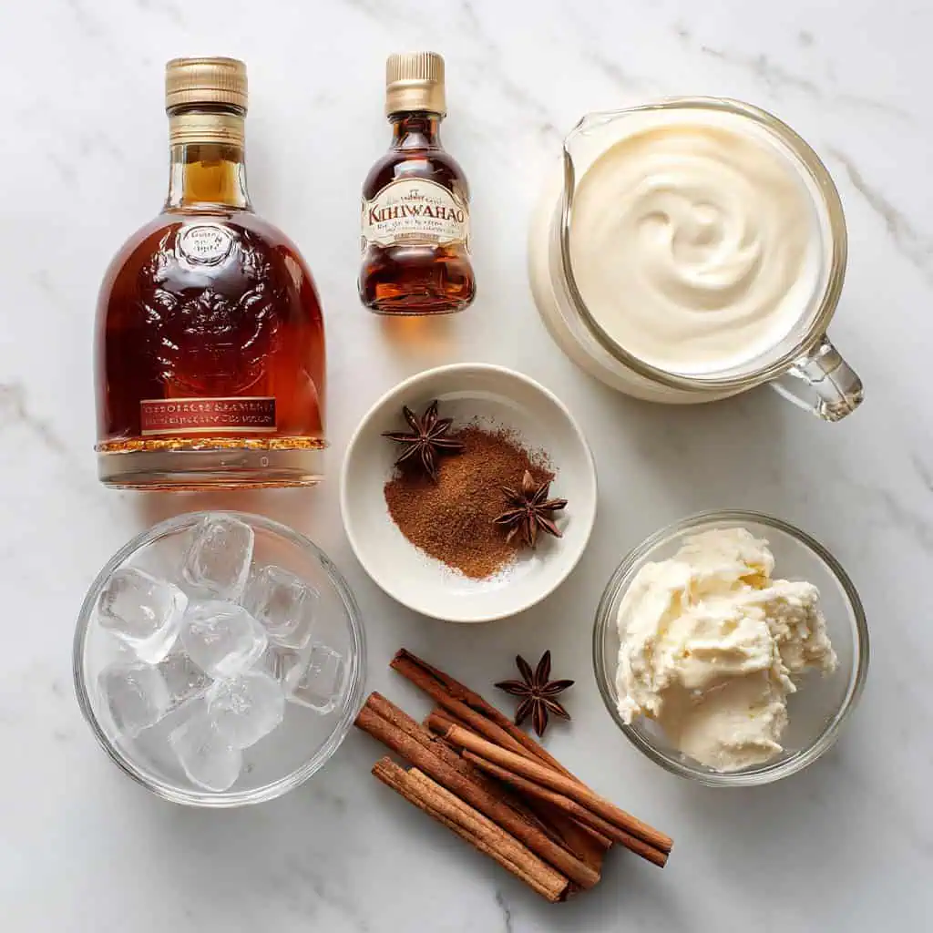 Ingredients for Spiced Rum White Russian Recipe