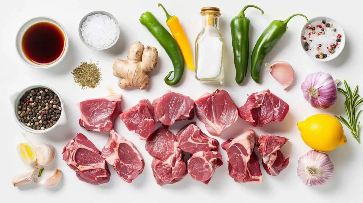 Ingredients for Kilawing Kambing (Roasted Goat in Vinegar and Ginger) 