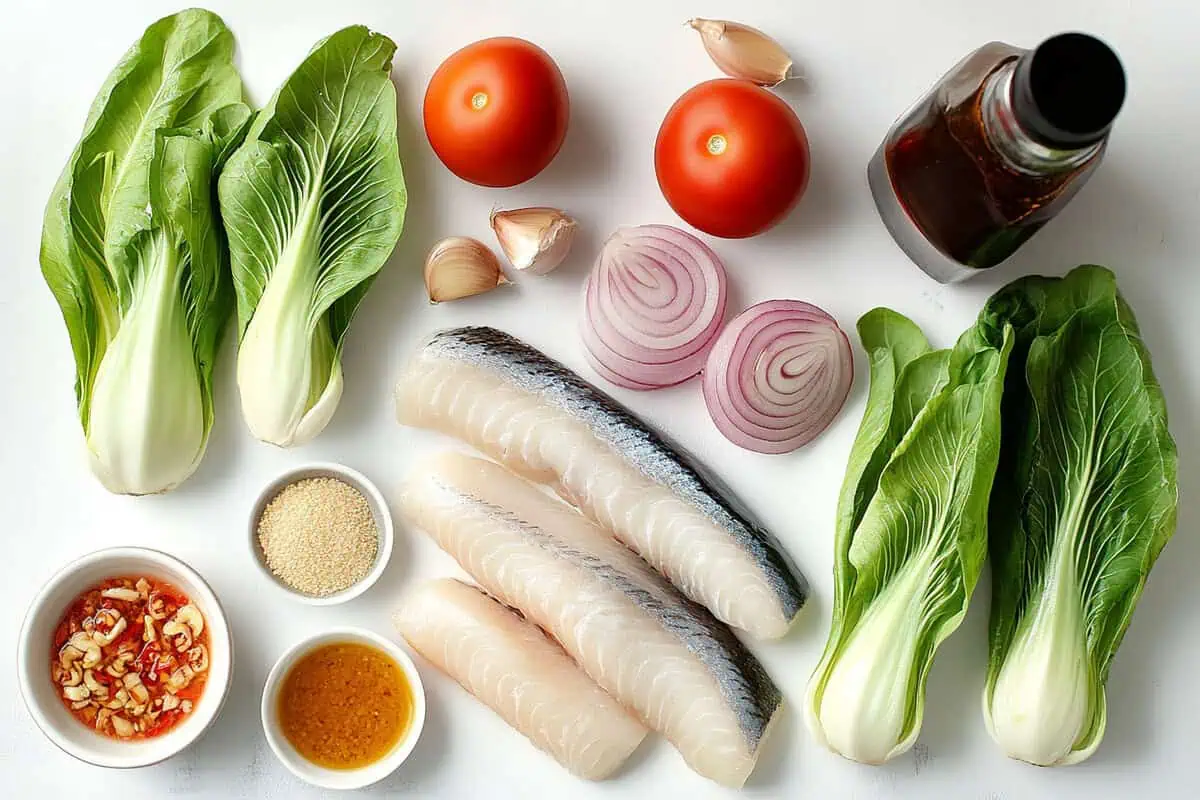 Ingredients for Sinabawang Isda (Filipino Fish Soup)