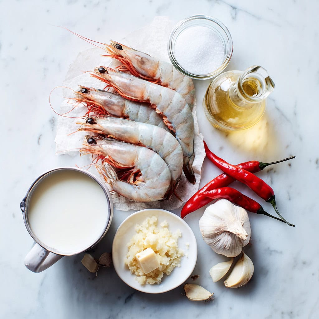 Ingredients for Singapore-Style Salted Egg Shrimp Recipe