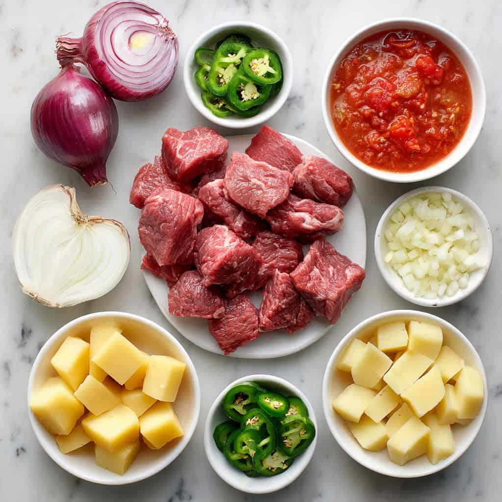 Ingredients for Carne Guisada Recipe: Filipino-Mexican Braised Beef Stew